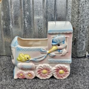 Vintage Rubens Originals Ceramic Stork‎ Train Planter